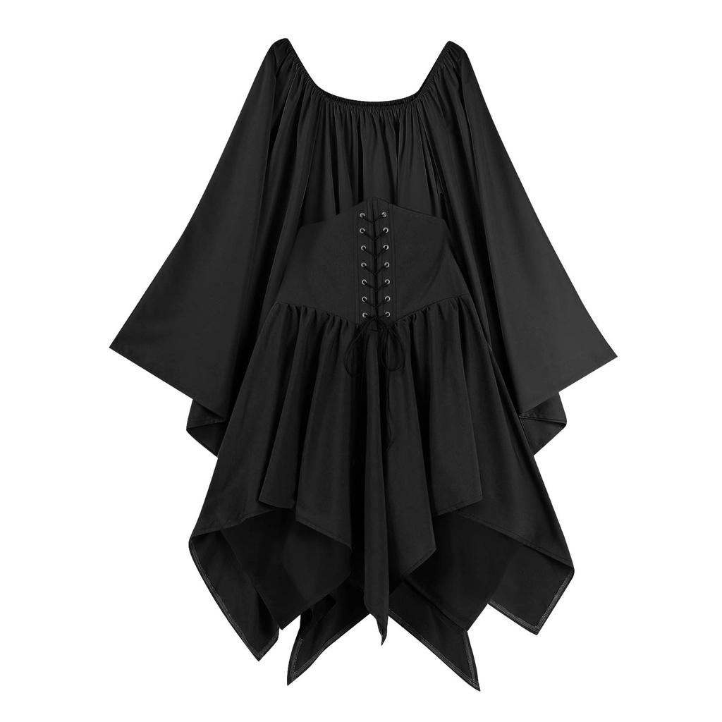 Women Fashion Long Sleeve Vintage Dress Cosplay Party Evening Night Formal Dress