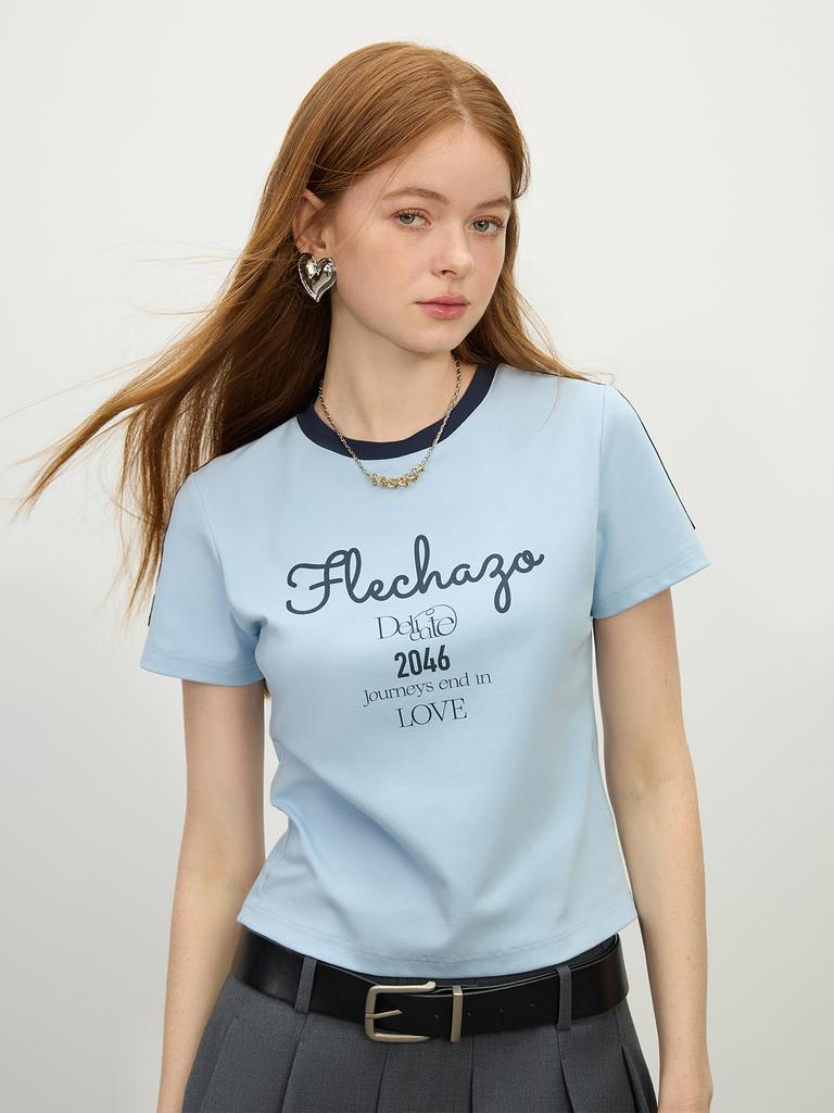 FSLE 2025 Summer Sporty Cropped Jersey Tee Petite Racerback Gym to Street Y2K Aesthetic Breathable Split Hem Reflective Trim