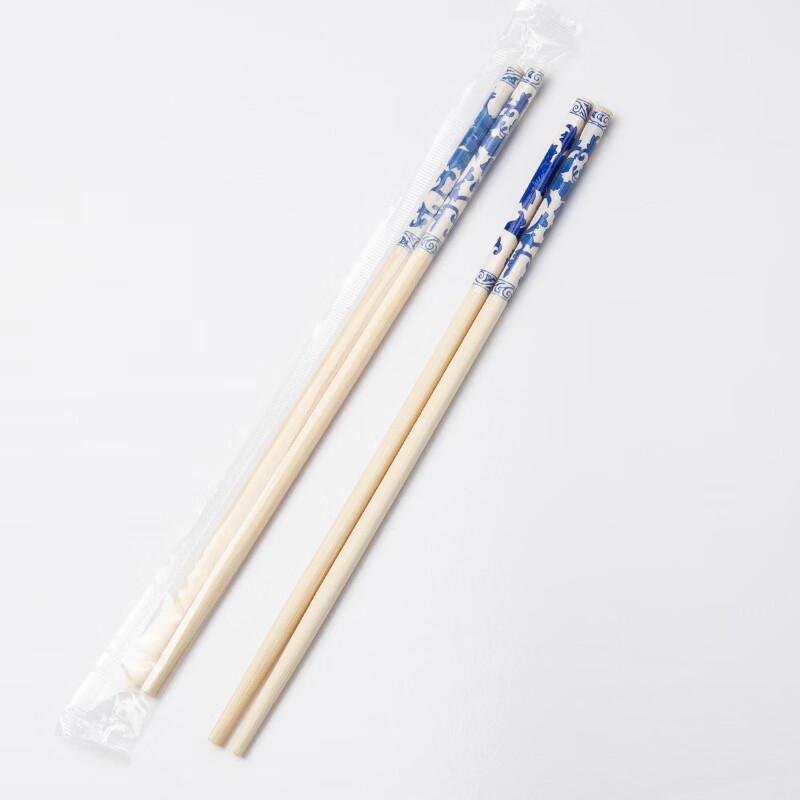 Individually Wrapped Blue & White Disposable Bamboo Chopsticks