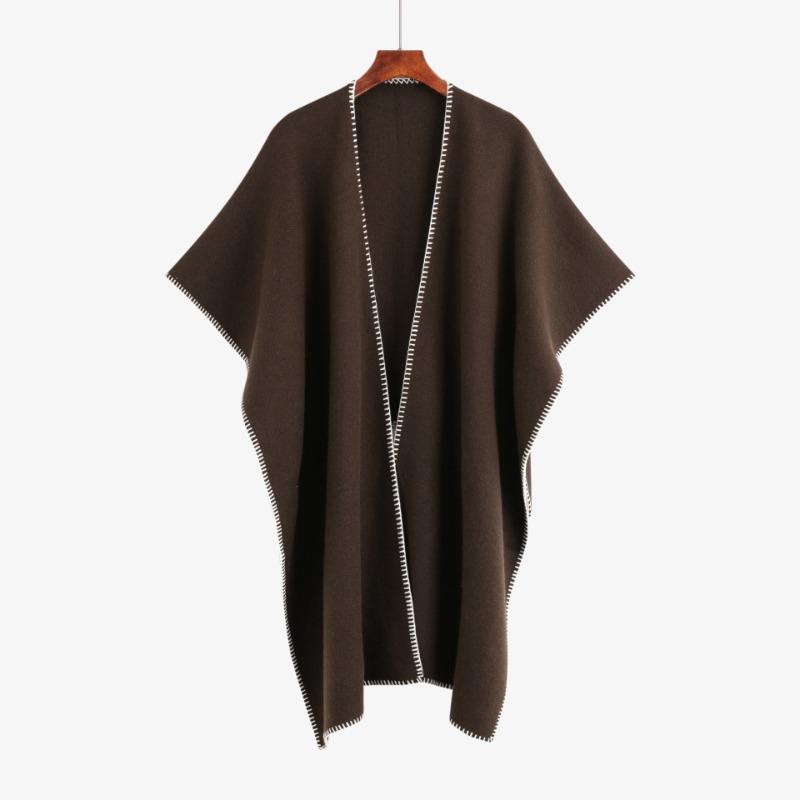 

Жилет женский свободного покроя, универсальный, свободного и ленивого плетения, шаль большого размера One size кофейный