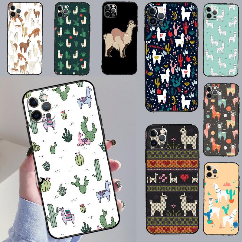 Llama Alpaca Pattern Case For iPhone 15 Pro Max 14 13 12 11 16 17 Pro Max Mini 15 16 Plus 16e 17 Air Phone Cover