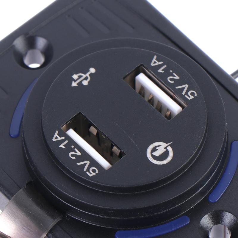Dual Usb Charger Socket Panel 5V 2.1A Fast Charging Waterproof Dustproof Cover For Car Rv Boat Motorcycle Diy Modification