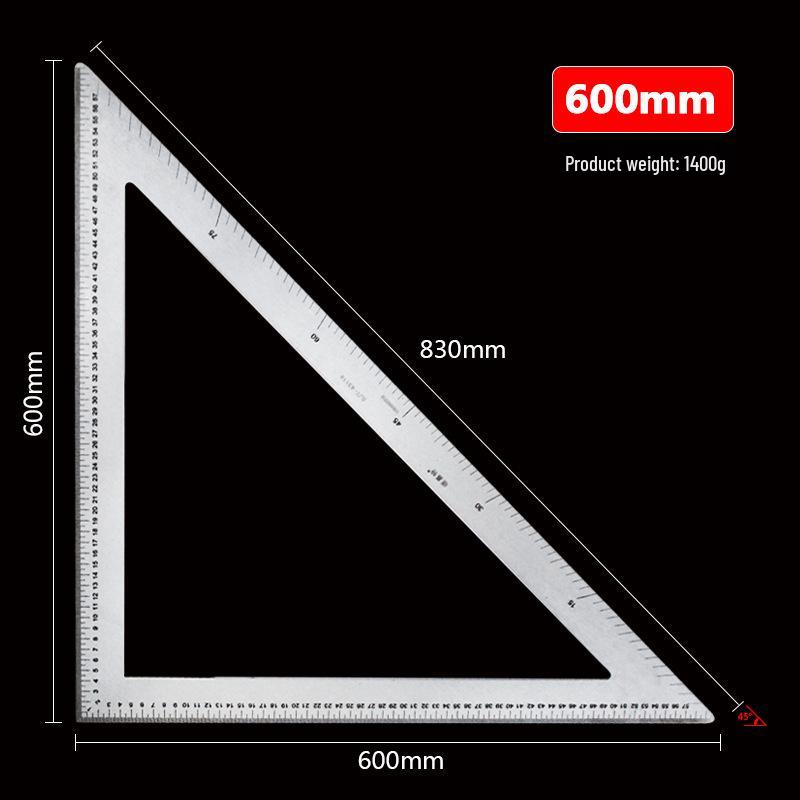 Stainless Steel 90° & 45° Right Angle Triangle Ruler for Woodworking & Decoration