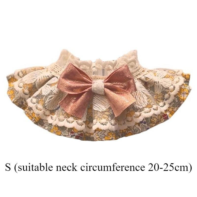 Fashion Lace Pet Bib Dog Pomeranian Bichon Scarf Adjustable Bowtie Organza Puppy Kitten Bib Cute Ruffle Floral Scarf CatProduct