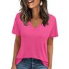 Womens' Fashionable And Casual Solid-color Basic V-neck Short-sleeved Top