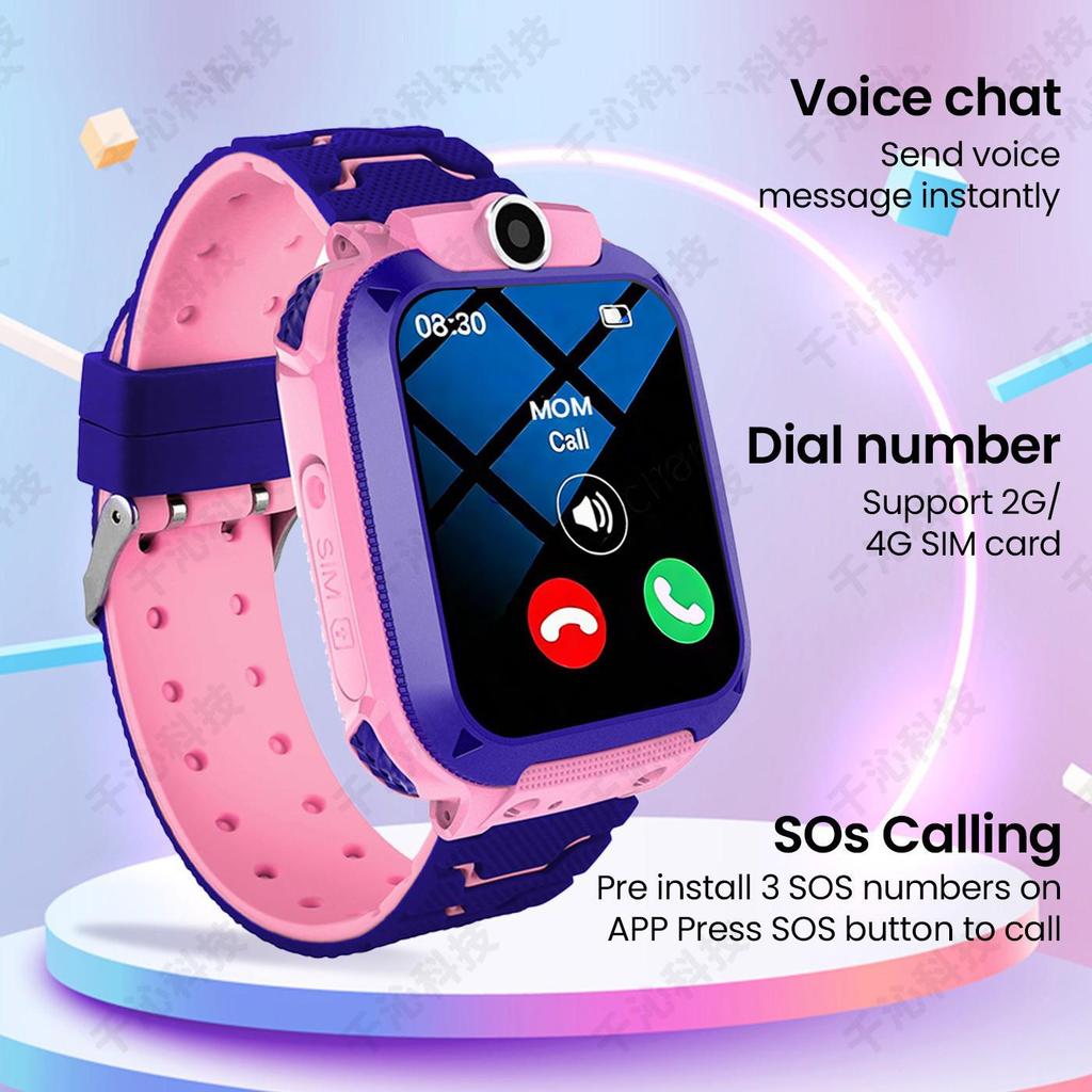 4G Waterproof Q12 Kids' Smartwatch with English & Multi-language Video Positioning