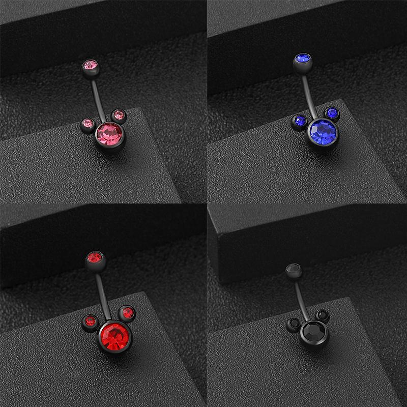 Temperament Jewelry Titanium Steel Mickey Diamond Inlay Navel Nail Belly Rings