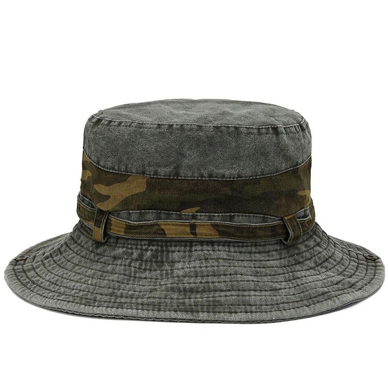Spring and Summer Men's Bucket Hat Cotton Washed Foldable Shade Hats Casual Outdoor Camping Hat Hiking Hats