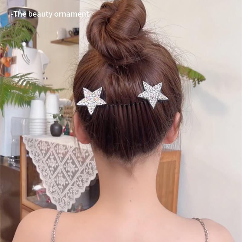 Rhinestone Star Hair Comb for Women, Invisible Hair Comb for Back of Head, Dance Hairpin Comb