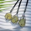 Empty Crystal Stone Holder Necklace Cord Adjustable Natural Crystal Cage Necklace Chain Mesh Pendant Necklace Gifts