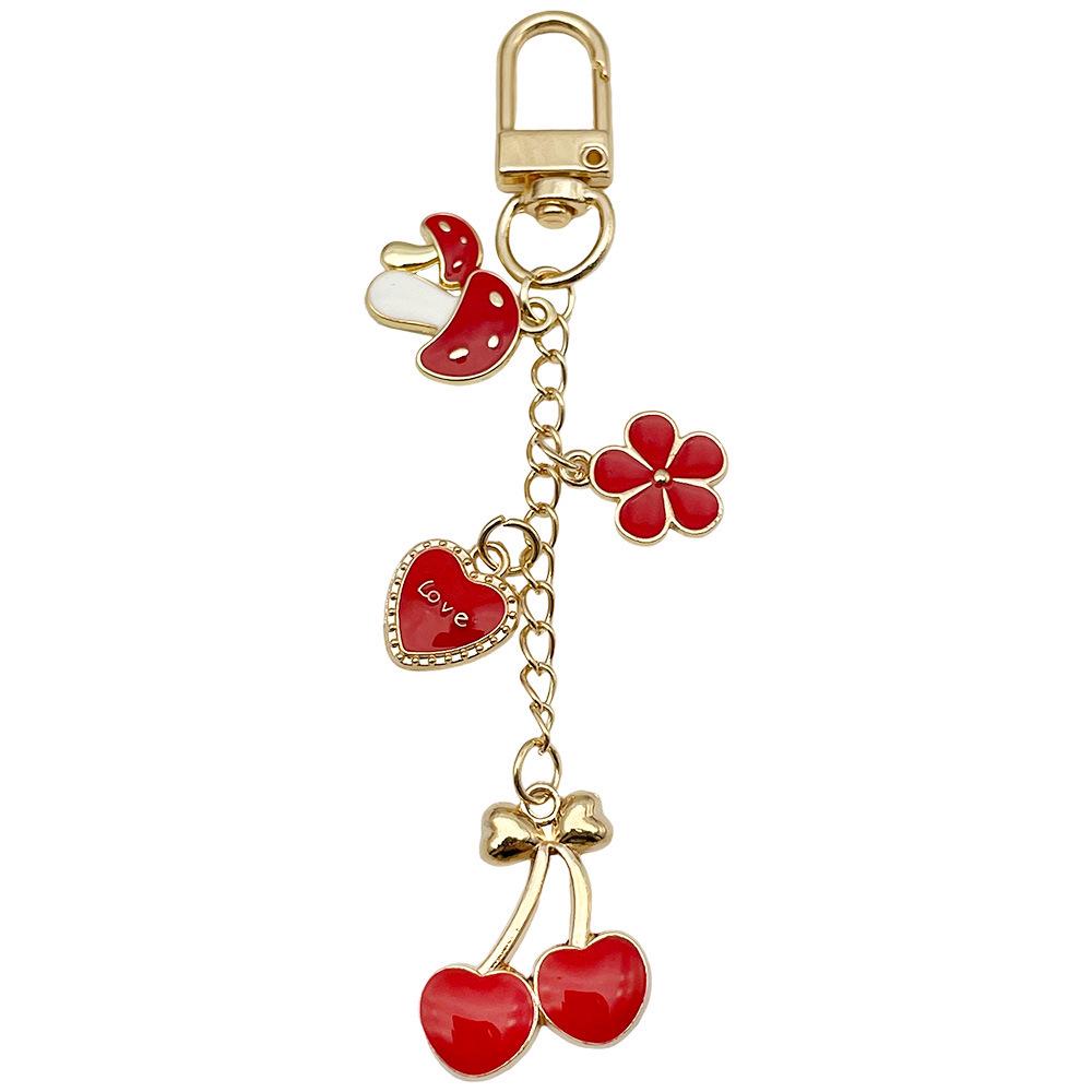 Red Cherry Pearl Resin Keychain Pendant