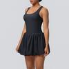 NEW bare feel sports dress with pocket,anti-exposure,tennis wear with bra pads,running, fitness and bodybuilding, sports trends, cycling dress Black