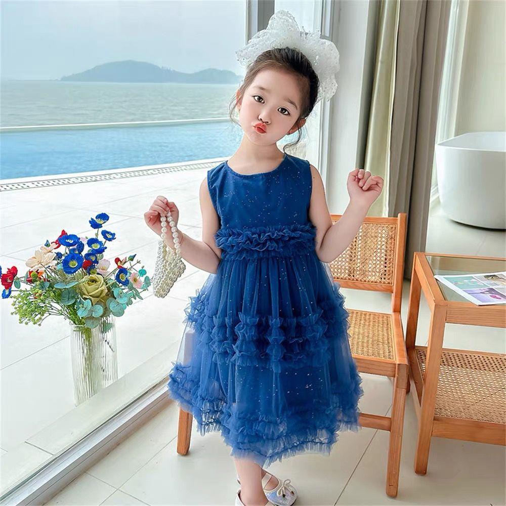 Girls Summer Tulle Tutu Dress Sweet Princess Sleeveless Vest Dress Fresh And Stylish Party Gown For Kids