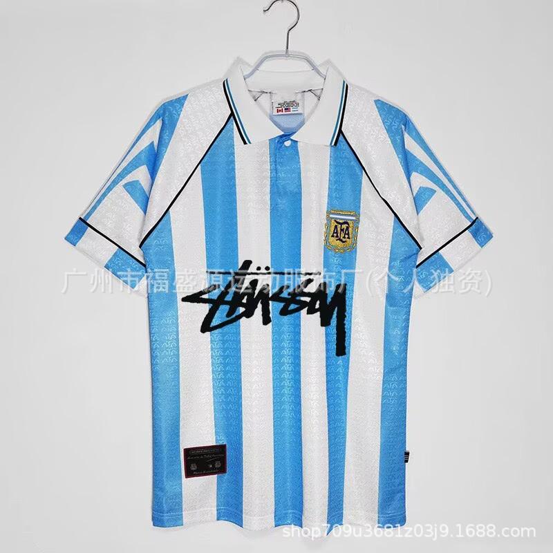 Retro Jersey Brazil Argentina Germany England Portugal Spain Signature Short Sleeved Football