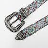Rhinestone Belt Print High-end Pattern Women's Retro Ethnic Belt Flower Totem Ethnic Belt