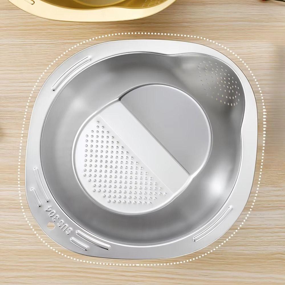 Rust-proof Vegetable Washing Basket Stainless Steel Strainer Bowl Set Drainer Basket  Salads Making
