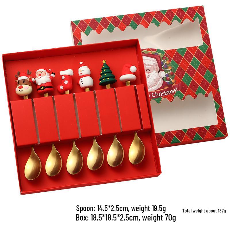 Creative Stainless Steel Christmas Tree & Reindeer Cutlery Set: Spoon & Fork