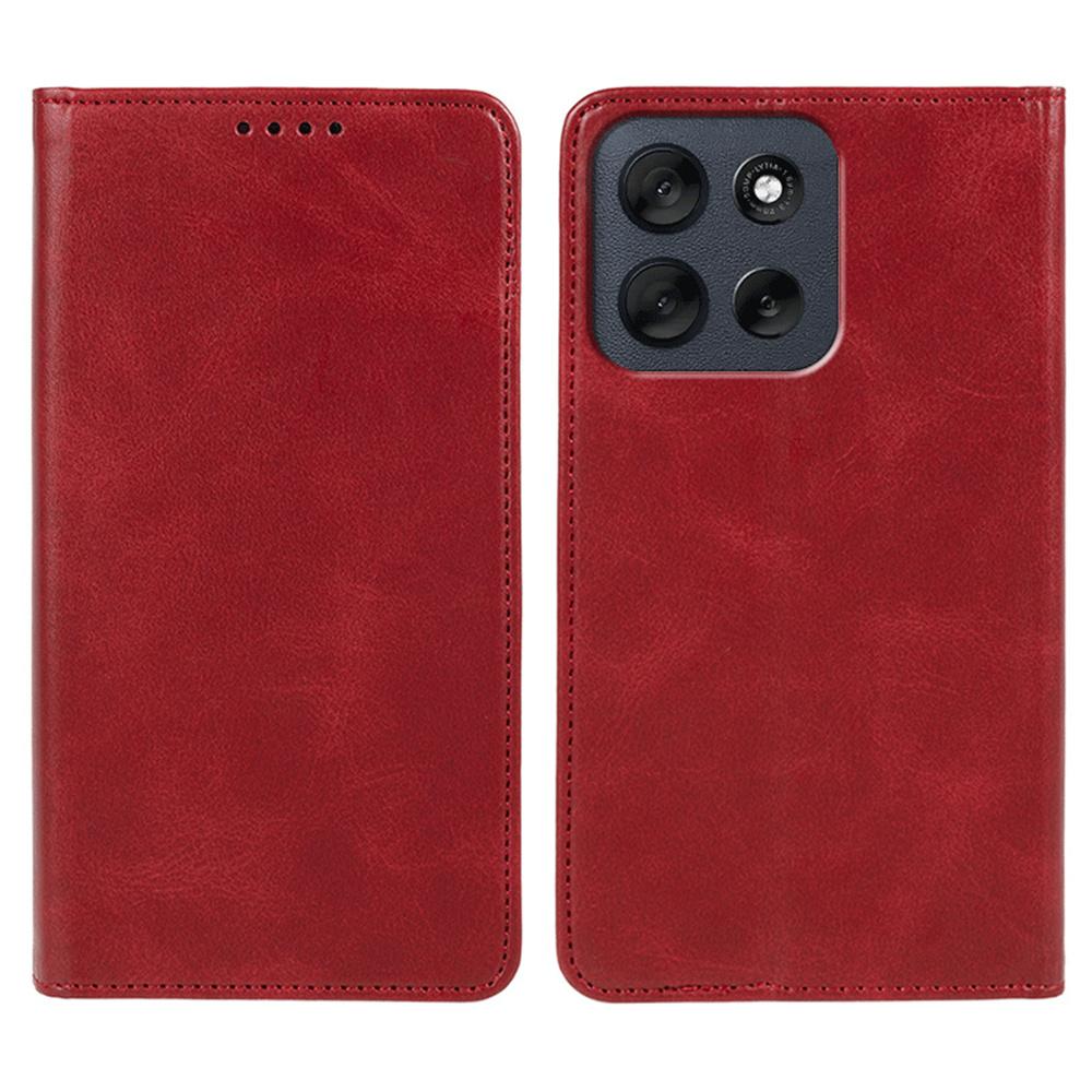 Für Motorola Moto G56 5G Hülle Stark Magnetisch PU Leder Handyhülle Kalbsledertextur