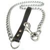 Metal Chain Dog With Leather Style Handle Strong Control Leash Dogs Leash For Walking Pet Products Collars, Harnesses Leads