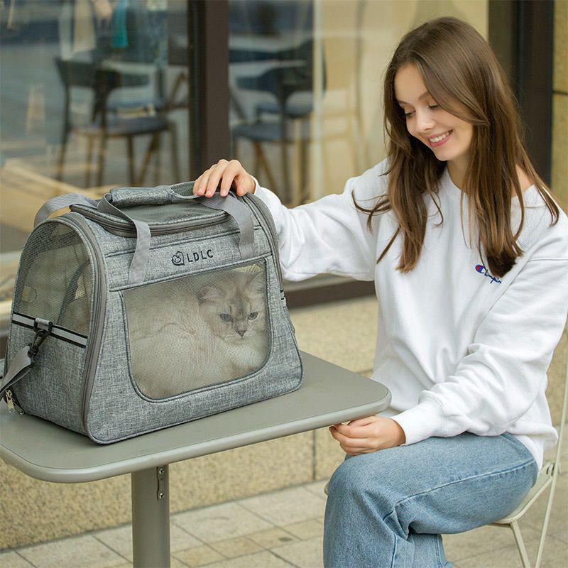 

Large Capacity Foldable Pet Backpack - Comfortable Handheld Canvas Bag for Dogs & Cats