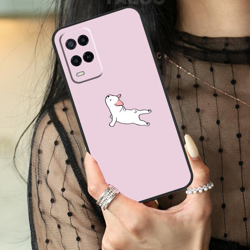 French Bulldog Case For Oppo A16 A76 A96 A17 A18 A60 A80 A40 A38 A58 A78 A98 A94 A74 A54 A15 A57 A77 A5 Pro