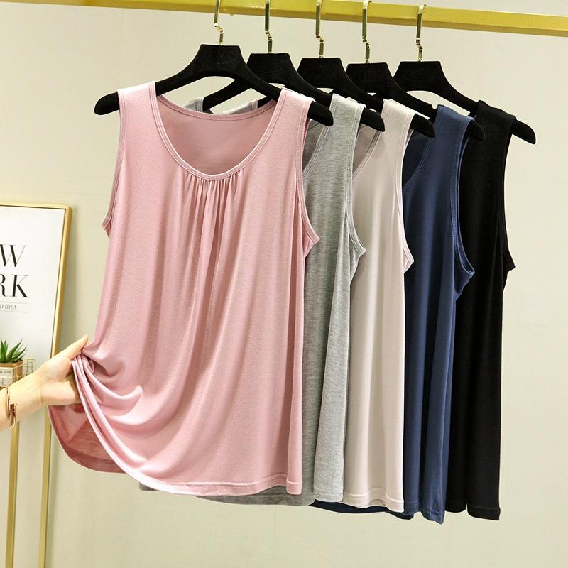Damen Modal Camisole in großen Größen: Sommer Ärmelloses Locker sitzendes Oberteil im T-Shirt-Stil, Große Größe