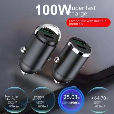 Superschnelles 100-W-Autoladegerät mit unsichtbarem Zugring und PD30W-Multifunktions-Blitzladung. Aus Metall für ultraschnelles Laden unterwegs.
