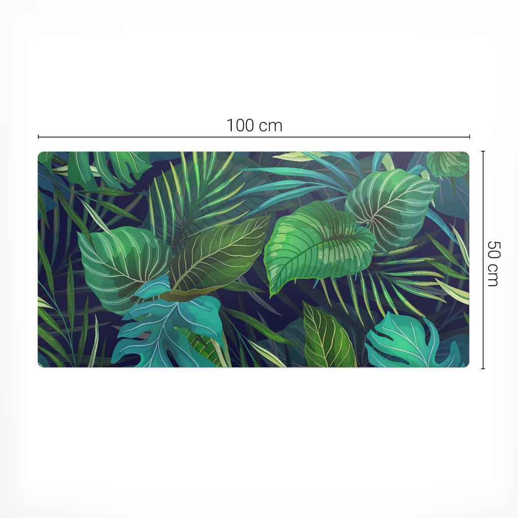 Vinyl Protective Mat with Modern Tropical Leaf Pattern 100X50 Cm