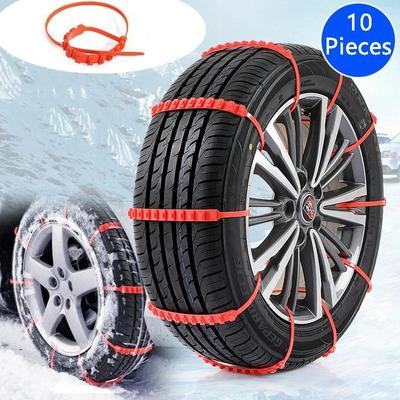 10Pcs Correntes de neve antiderrapantes para carro, correntes para rodas de pneus de inverno, pneus de neve para áreas externas, acessórios de rodas de automóveis antiderrapantes de emergência