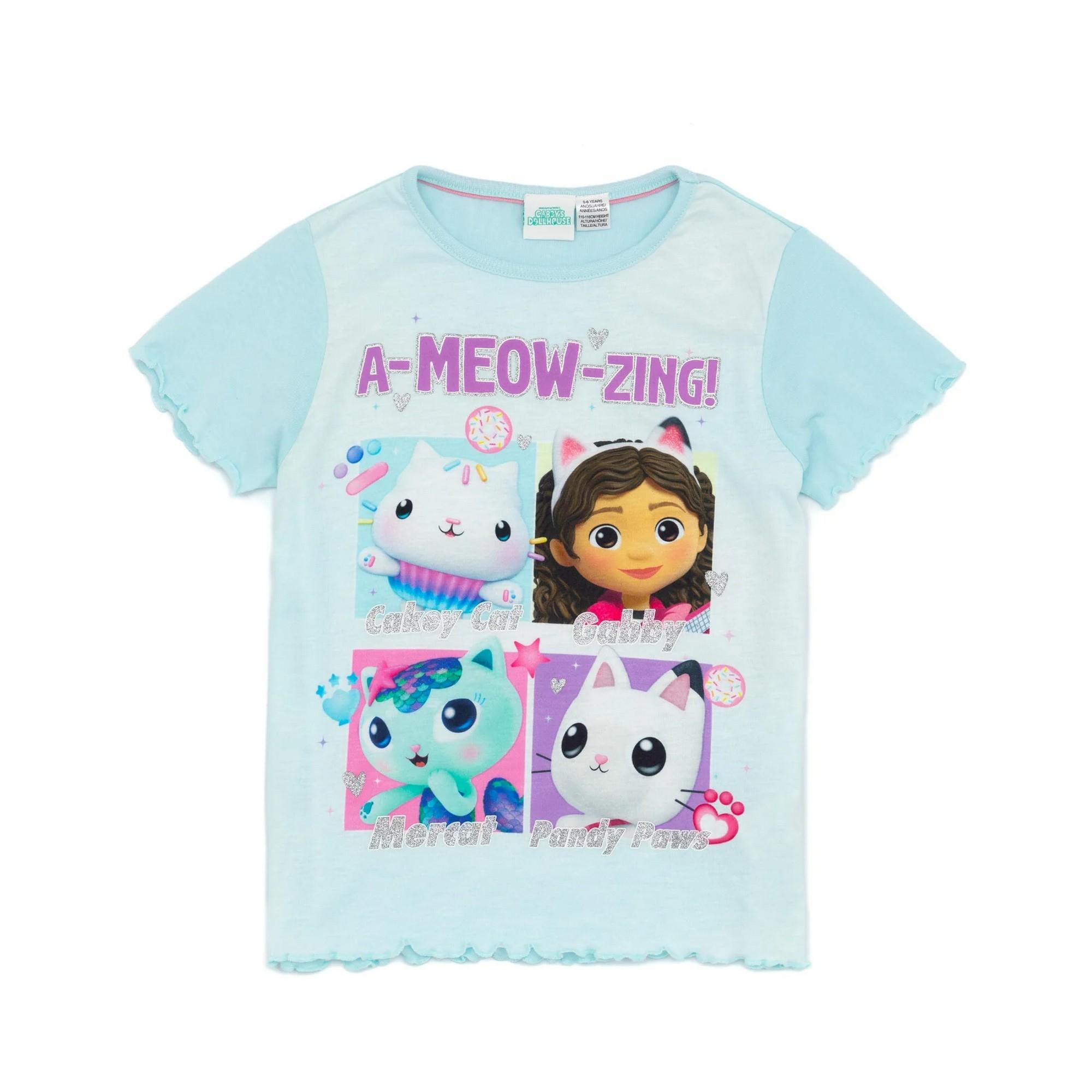 Gabby's Dollhouse Girls' 2-Piece Pajama Set - A-Meow-Zing Friends Ruffle Sleepwear