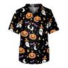 Fashion Men's Short Sleeve V Neck Halloween Printing Working Chest Pocket Carer Top