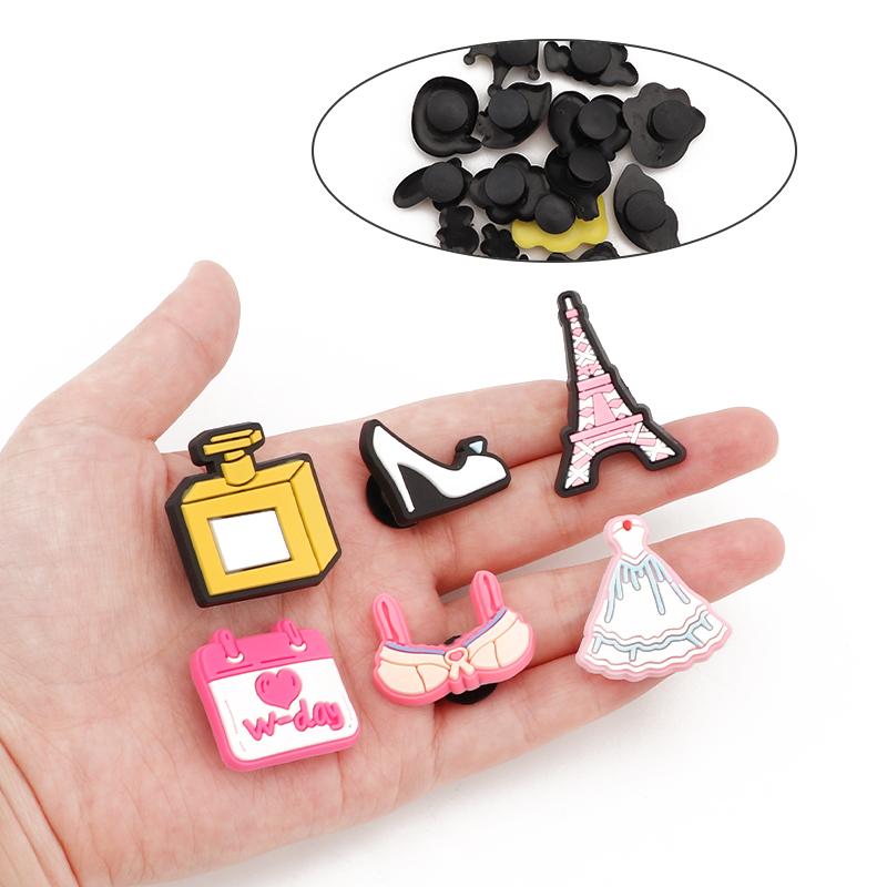 Pink Wedding for Shoe Charm Girl Pins Women Garden Sandals Buckle PVC Shoes Accessories Kids Decoration Badge X-mas Gifts 1Pcs