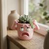 3D Printed Shocked Expression Plant Pot Humorous Face Small Plant Container  Indoor/Outdoor Use