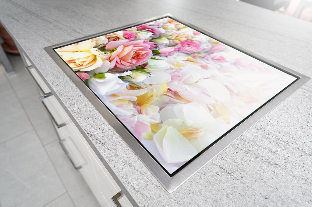 Glass stovetop protector 70x52 Flower