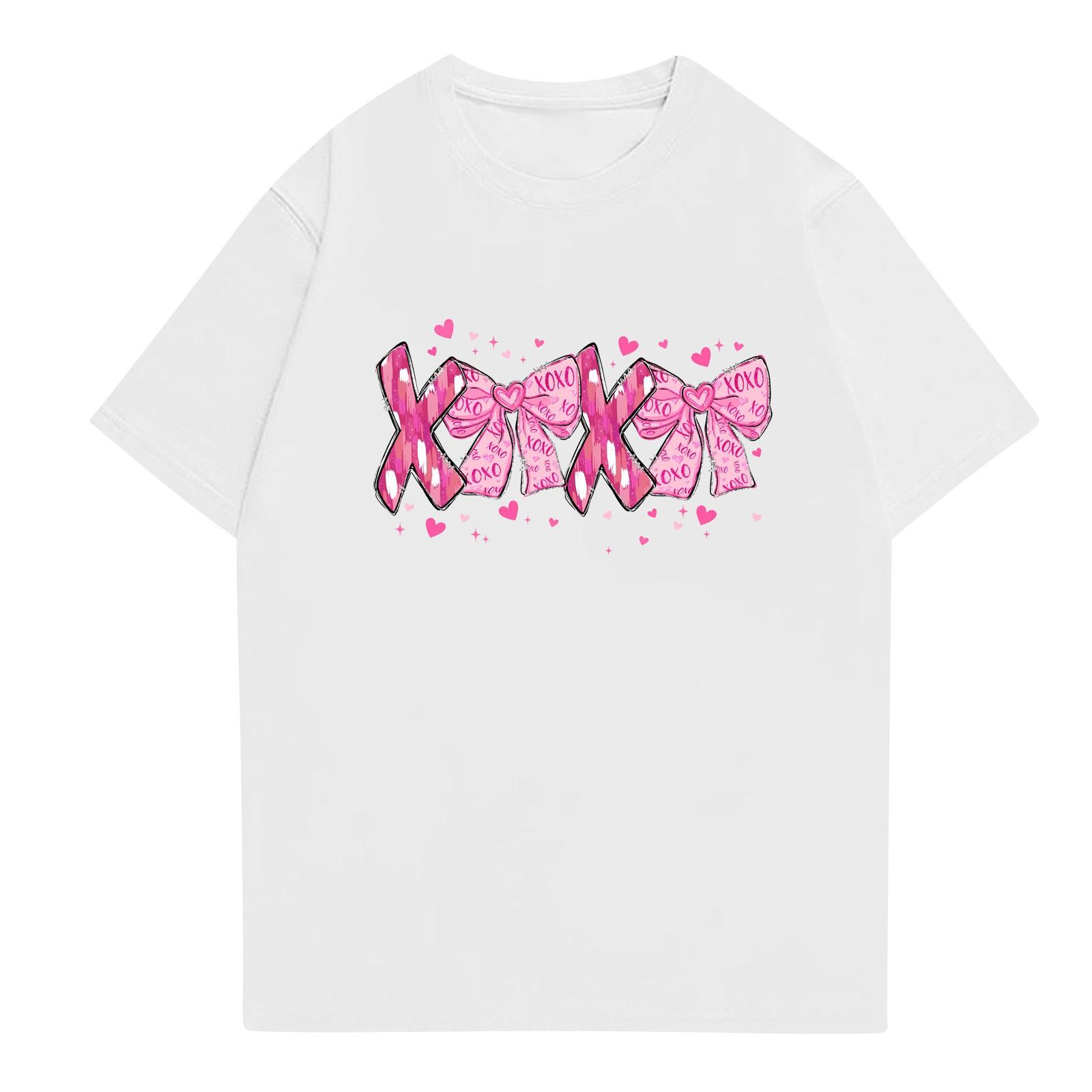 

Жіноча літня мода повсякденний принт круглий виріз короткий рукав топ блузка M білий