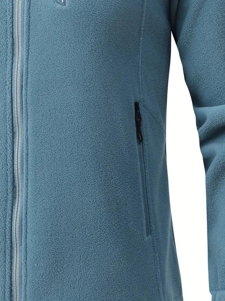 Women's Cozy Fleece-Lined Sports Jacket - Warm, Casual Zip-Up with Stand Collar for Fall/Winter