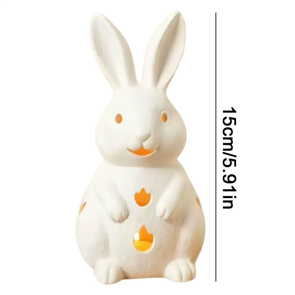 3D Easter Hollow Rabbit Ornament Bunny Candlestick Holder Resin Rabbit Candlestick Holder Easter Ornament Windowsill Bunny Decor