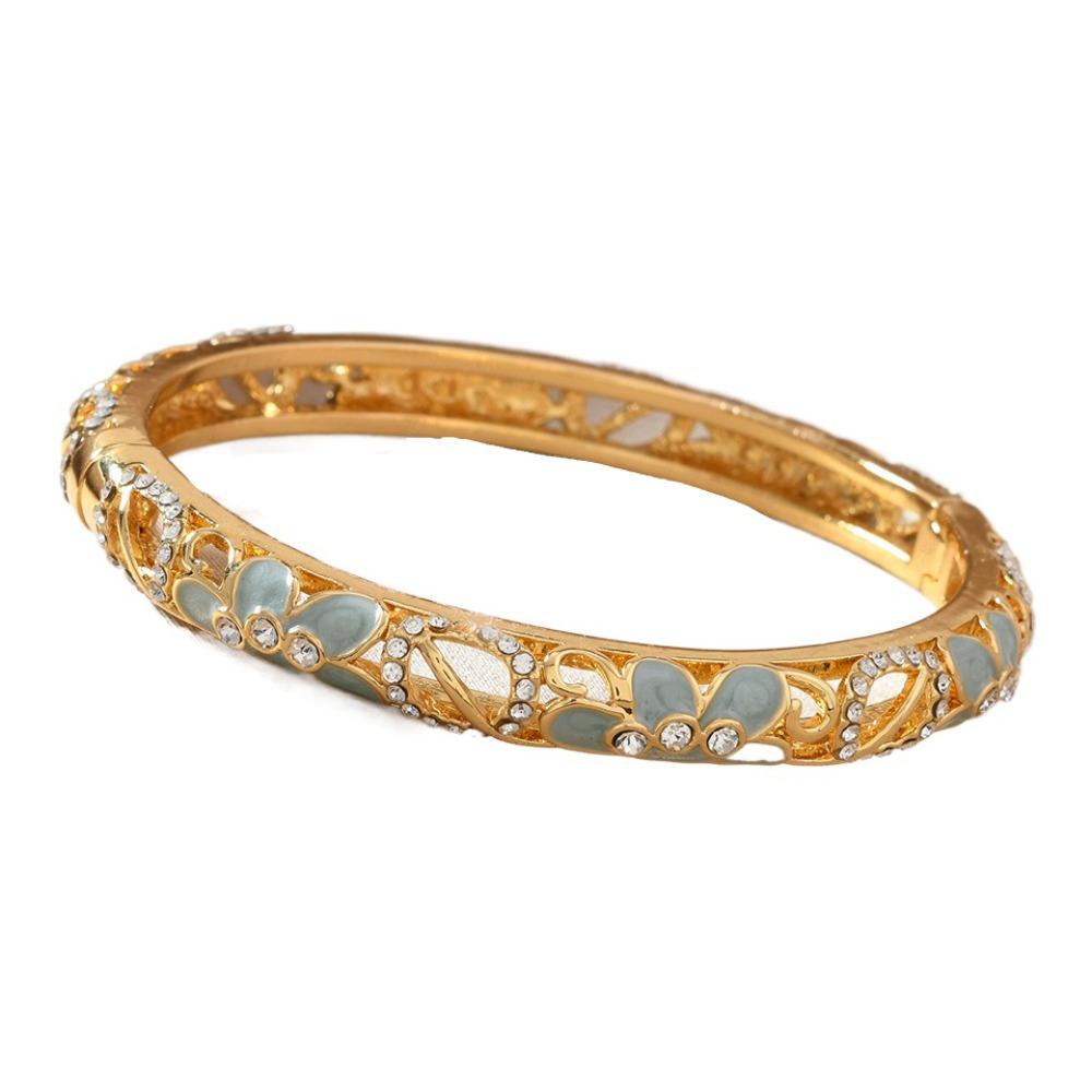 Shiny Vintage Cloisonne Bangle Ethnic Hollow Out Flower Bangle Drip Oil Enamel Bracelet  Girls
