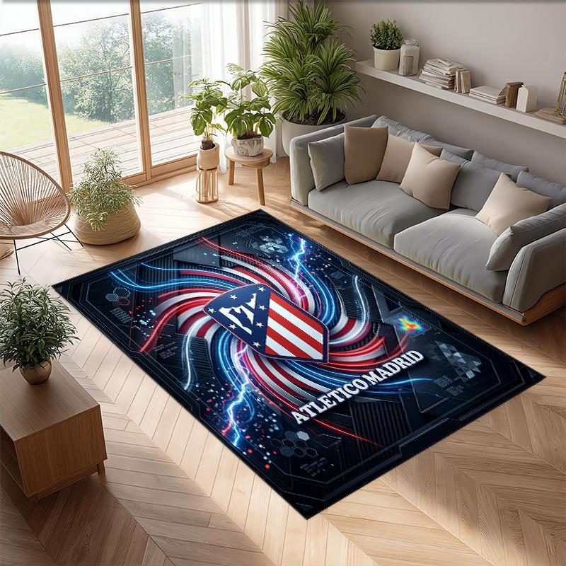 Atletico Madrid Printed Flannel Area Rug Non Slip Soft Polyester Floor Carpet Indoor Decor Mat for Bedroom Living Room Sofa Game Room Home Decoration