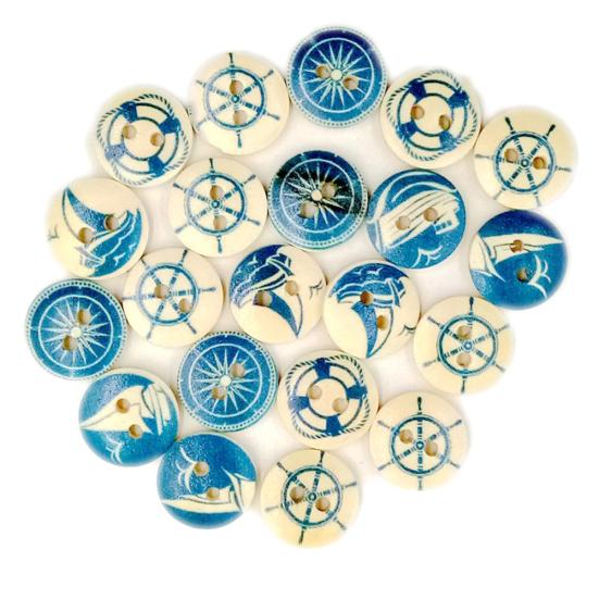 100 יחידות דפוס שיט עגול כפתורי עץ בגדי עשה זאת בעצמך תפירת אלבום תפאורה