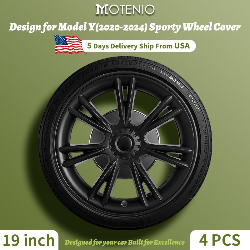 4PCS for Model Y 2020-2024 Full Coverage Sport Wheel Cover Cap 19 Inch Replacement Automobile Hubcaps Accessories for Tesla