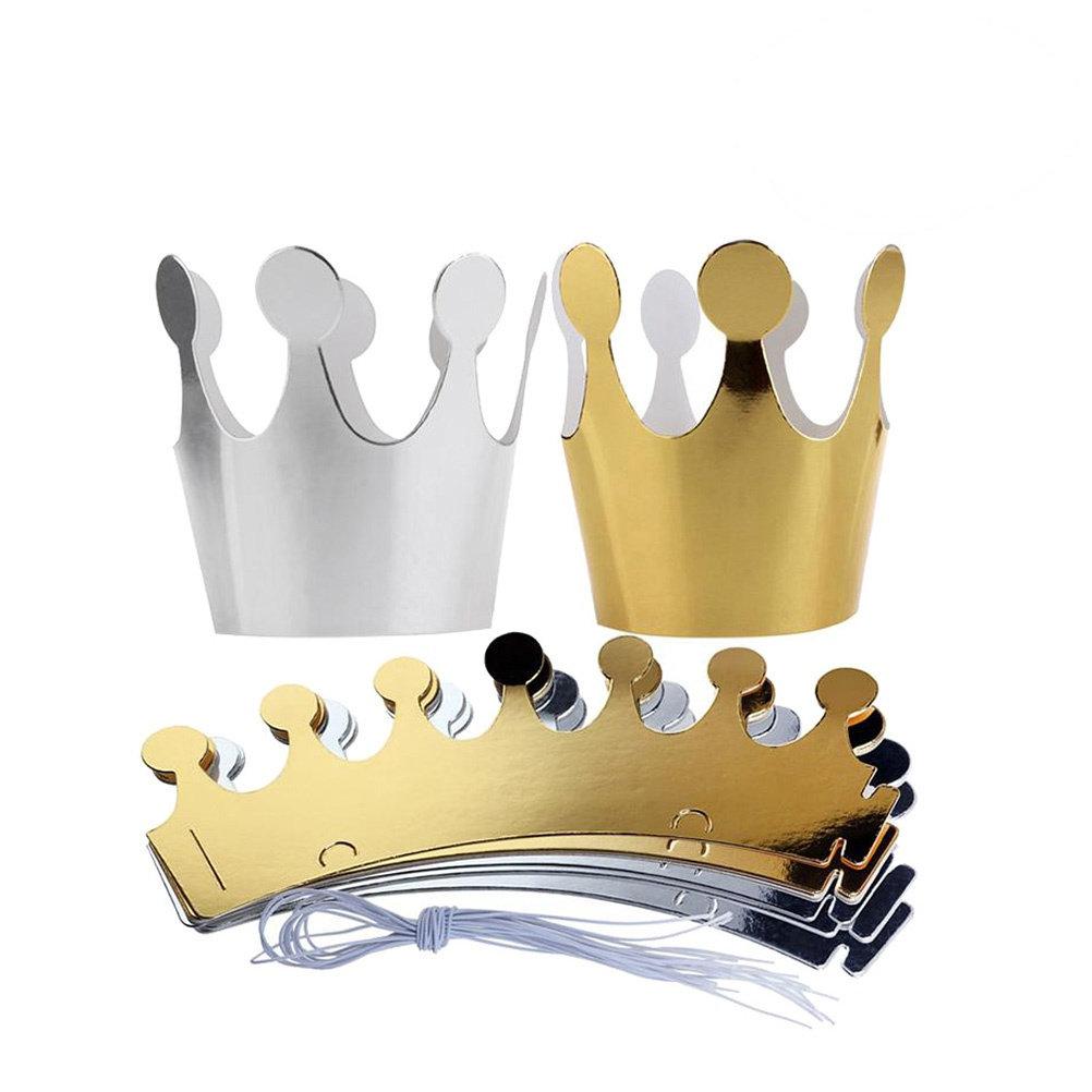 10Pcs Birthday Paper Crown Hats Gold Silver Adults Party Decoration Birthday Celebration Accessory Crown Hat