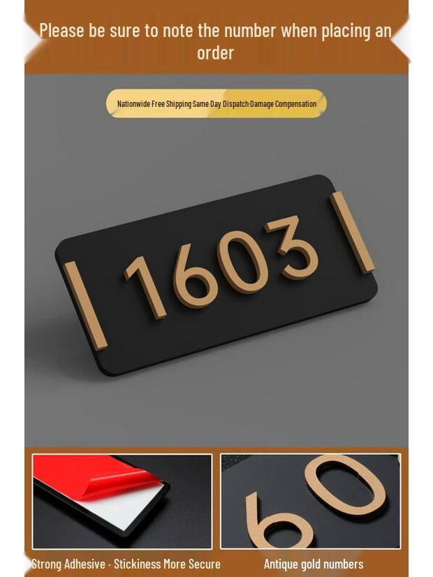 Ally Personalized Glass Door Number Plate