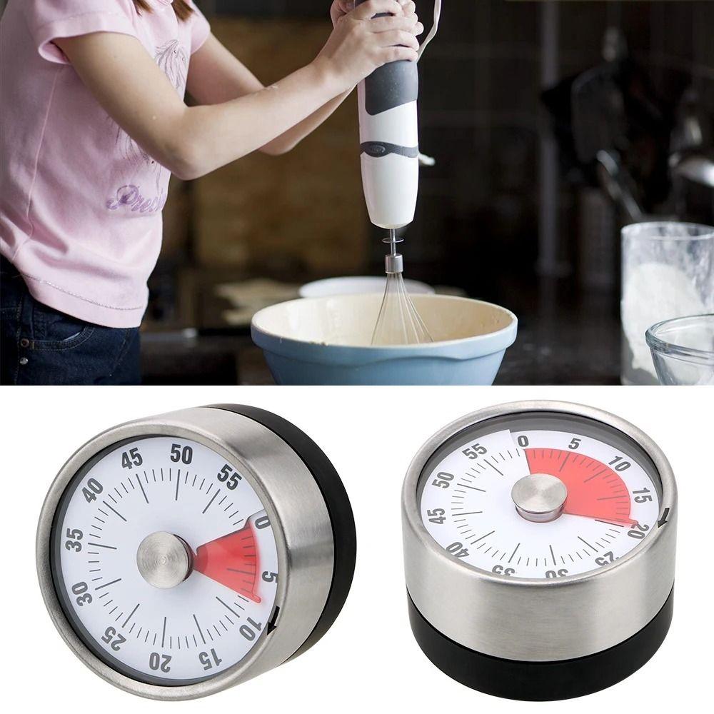 

Stainless Steel Mechanical Timer Magnetic Rotating Timer For Study Cooking Baking White