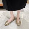 Women's Versatile Gold Flat Slip-On Shoes, Breathable Textile Casual Commute Work Sneakers