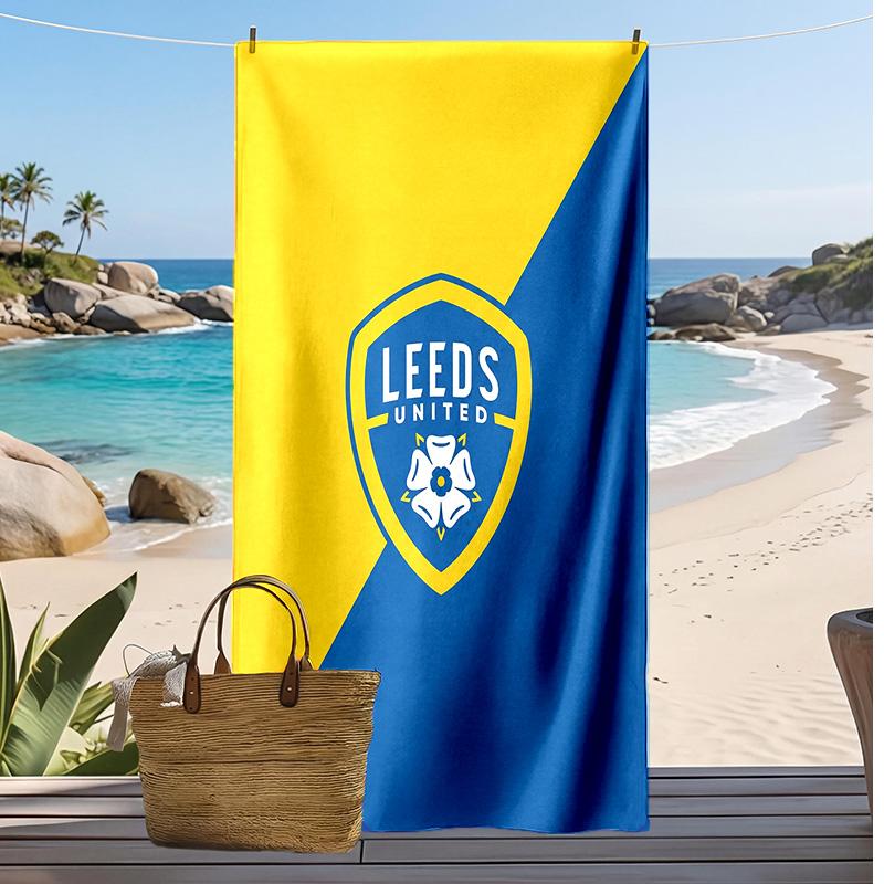 Leeds United Football Print Beach Towel, Large Soft Quick Dry Towel for Beach Camping Swimming