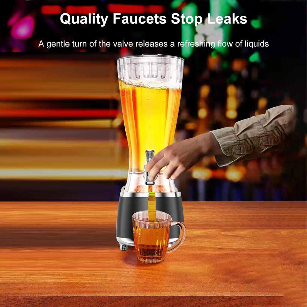 2 In 1 Beverage Dispenser with BT Speaker 2.5L Drink Containers for Party Bar with Colorful LED Lights Black