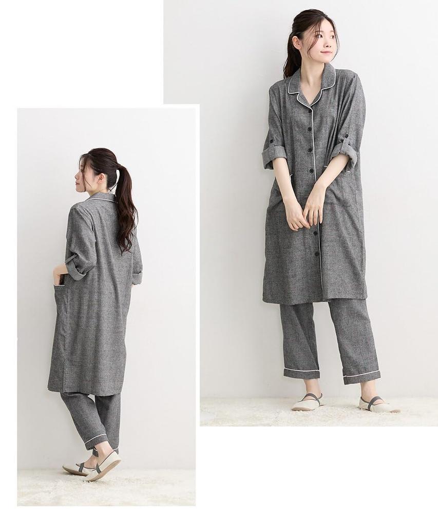 Nissen Maternity and Postpartum Nursing Maternity Pajamas with Charcoal Size 4L Loungewear/Pajamas [Pre- Wear] Front-Opening Roll-Up Sleeves, Check,