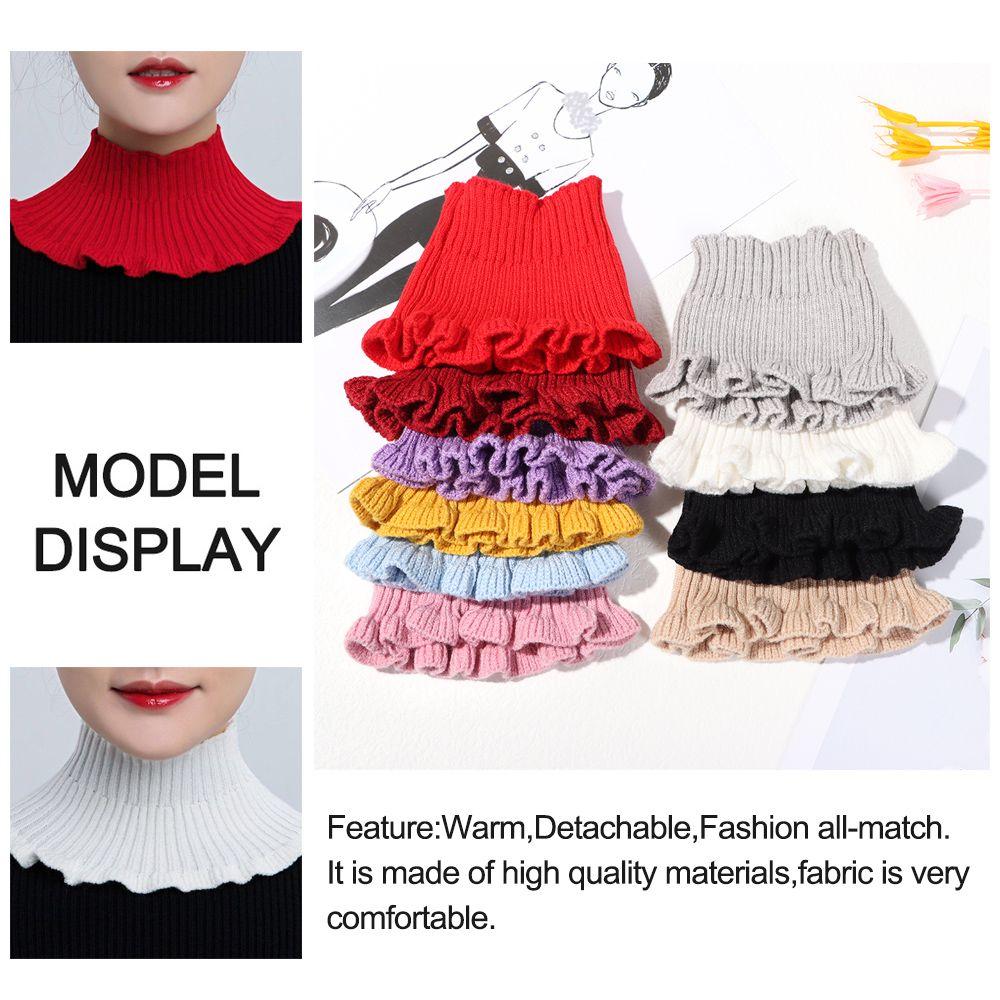 Women Windproof Detachable Warm Neck Guard Knitted Fake Collar Turtleneck Scarf