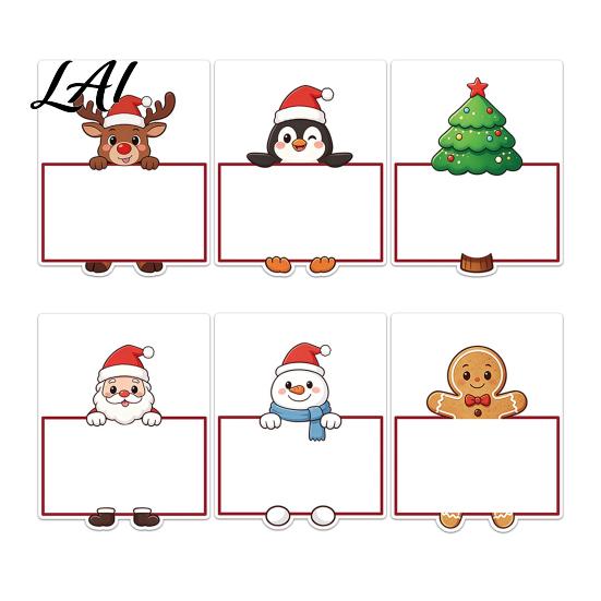 Festive Table Decor Christmas Party Place Card Holders Cartoon Santa Reindeer Name Tag Stands Holiday Decorations for Seating DIY Write-On